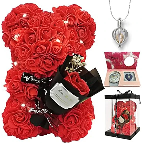 Romantic Valentine's Day Gift For Her Artificial Flower Rose Teddy Bear