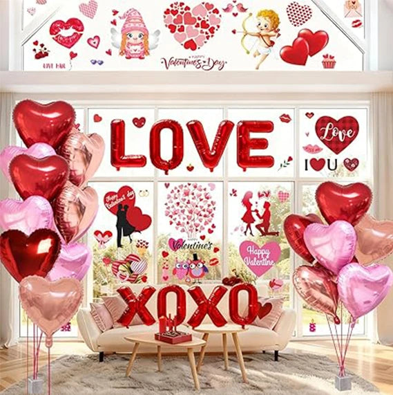 181Pcs Valentines Day Window Clings Decorations