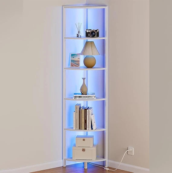 Furnulem 6 Tier Corner Shelf with LED Light