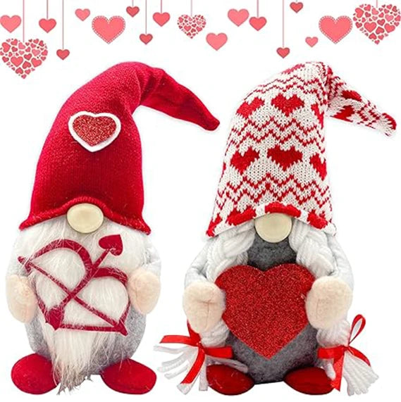 Valentines Day Decor - Valentines Day Decorations - Red Valentine Couple Plush Gnomes Decorations for Home