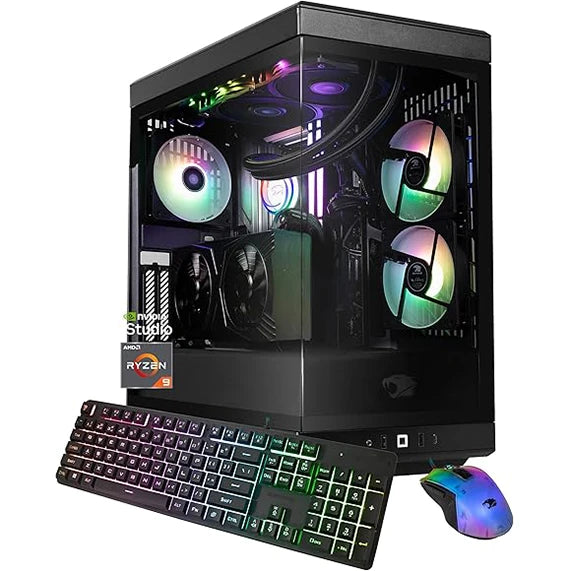 iBUYPOWER Y40 PRO Black Gaming PC Desktop Computer AMD Ryzen 9 7900X CPU, NVIDIA GeForce RTX 5070Ti 16GB GPU, 32GB DDR5 RGB 5200MHz RAM, 2TB NVMe SSD, Windows 11 Home, Keyboard, Mouse - Y40BA9N57T01